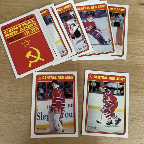 1990-91 O-Pee-Chee Central Red Army Hockey Complete 22 Card Set - Picture 1 of 1